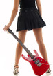 Red guitar and black mini skirt