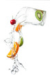 Fresh fruits falling in water splash