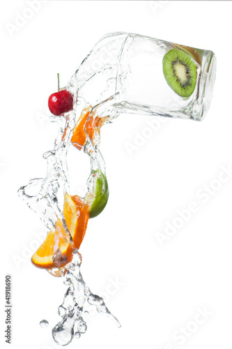 Photo: Fresh fruits falling in water splash Fresh fruits falling in water splash