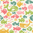 seamless pattern with colorful fishes