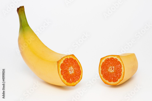 Photo: Banana containing an orange Banana containing an orange