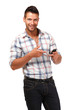 Photo: portrait of a handsome man with phone portrait of a handsome man with phone