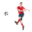 soccer player hits the ball