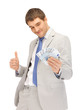handsome man with euro cash money handsome man with euro cash money
