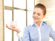 lovely woman with piggy bank lovely woman with piggy bank