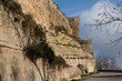 Wall of Castello di medieval castle in Enna, Sicily, Italy