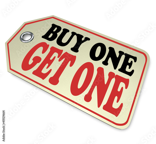 Ilustração: Buy One Get One Free Price Tag Special Bargain Sale Buy One Get One Free Price Tag Special Bargain Sale