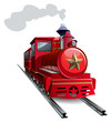 Old steam locomotive with golden star, vector