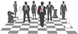 Business people chess team win game
