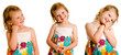 Collection of portrait poses of young girl isolated on white Collection of portrait poses of young girl isolated on white