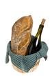 Basket with bread and wine