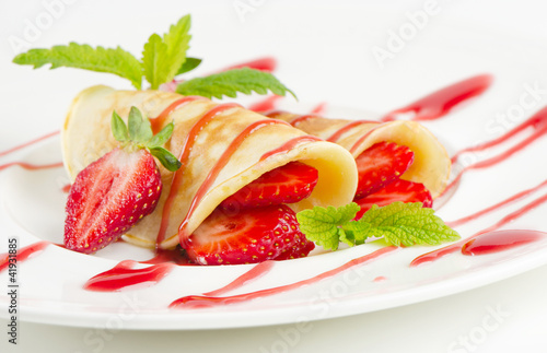 Photo: pancakes with strawberries pancakes with strawberries