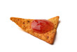 Photo: close-up of tortilla chip with salsa sauce close-up of tortilla chip with salsa sauce