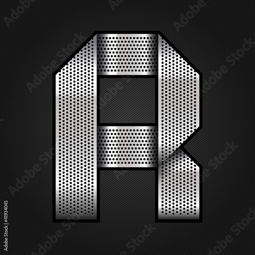 Vector: Letter metal chrome ribbon - R Letter metal chrome ribbon - R