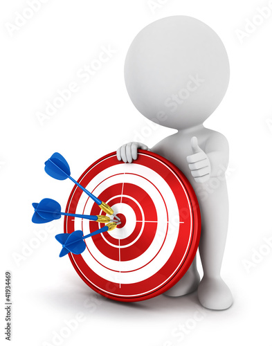 Illustration: 3d white people hit the target 3d white people hit the target