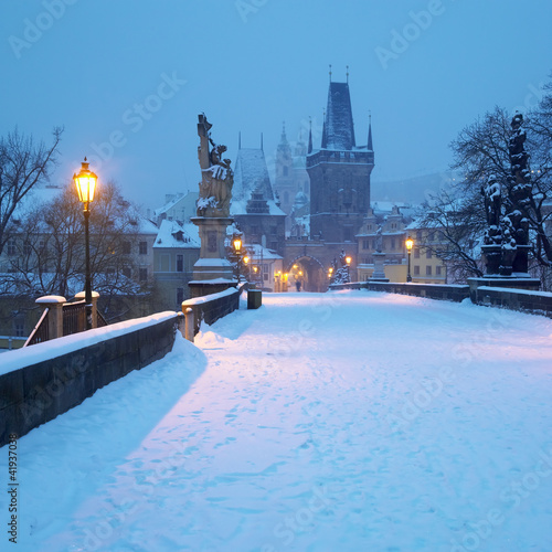 Photo: Charles bridge in winter, Prague, Czech Republic Charles bridge in winter, Prague, Czech Republic