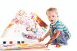 beauty little boy is drawing