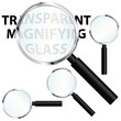 Magnifiers set with transparent glasses.
