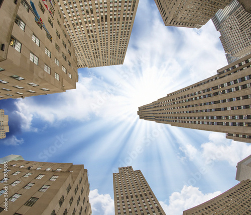Photo: Upward view of Manhattan Office Buildings and Skyscrapers Upward view of Manhattan Office Buildings and Skyscrapers