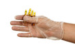 Hand holding ampules with yellow drug Hand holding ampules with yellow drug