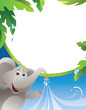 Frame with elephant and water jets Frame with elephant and water jets