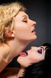 Two young attractive lesbians kissing