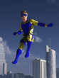 Masked superhero over the city