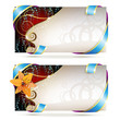 Colored background with lily and ribbon Colored background with lily and ribbon