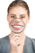Woman showing her white teeth