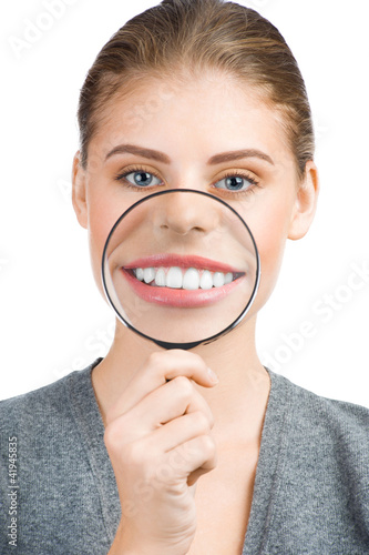 Photo: Woman showing her white teeth Woman showing her white teeth