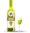 Bottle of white wine with glass