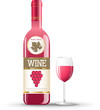 Bottle of  rose wine with glass