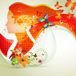 Stylized red portrait with butterflies Stylized red portrait with butterflies