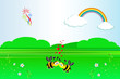 fairytale landscape with bees in love