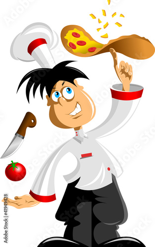 Vector: cook and pizza cook and pizza