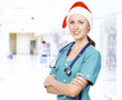 Smiling doctor wearing red hat Smiling doctor wearing red hat