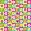 Seamless checked gerbera pattern, background or wallpaper