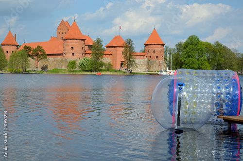 Photo: Zorbing on water near Trakai castle Galve lake Zorbing on water near Trakai castle Galve lake
