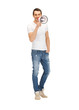 handsome man with megaphone