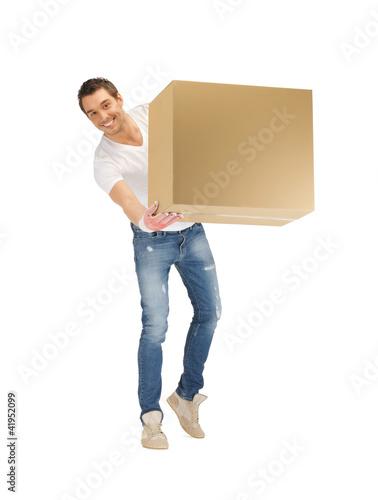 Photo: handsome man with big box handsome man with big box