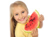 Happy girl eating  watermelon