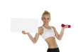 Junge Frau macht Werbung für Fitness Junge Frau macht Werbung für Fitness