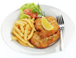 Schweineschnitzel Wiener Art mit Pommes frites