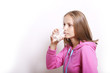 Woman with glass of water on white Woman with glass of water on white