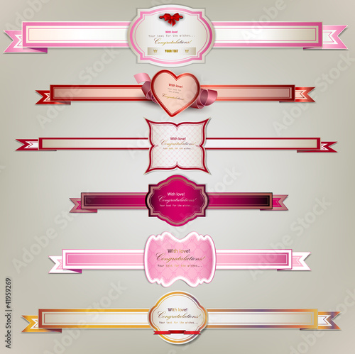 Vektor: Set of holiday ribbons and labels. Vector background Set of holiday ribbons and labels. Vector background