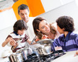 Family cooking together