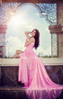 girl in a long pink dress