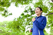 young asian woman running in the park