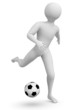 Soccer player kicking the ball.