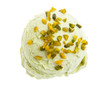 Eine Kugel Pistazien-Eis von vorne